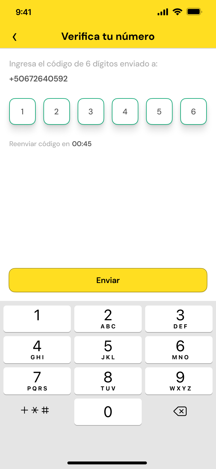 Confirma el código que llega por SMS